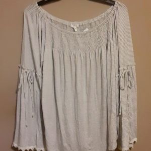 MAURICES  SIZE 2X  Gray & White Striped Flowing Shirt